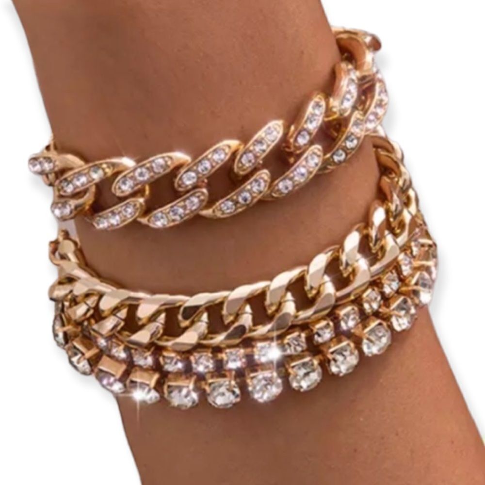 Gold Rhinestones Stackable Bracelet Sets 5 pcs -NWT